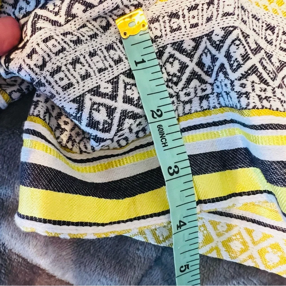 LOFT Boho Shorts Tassel Tie Waist Yellow Gold Gray Size 8 Tapestry The Riviera - Picture 7 of 8